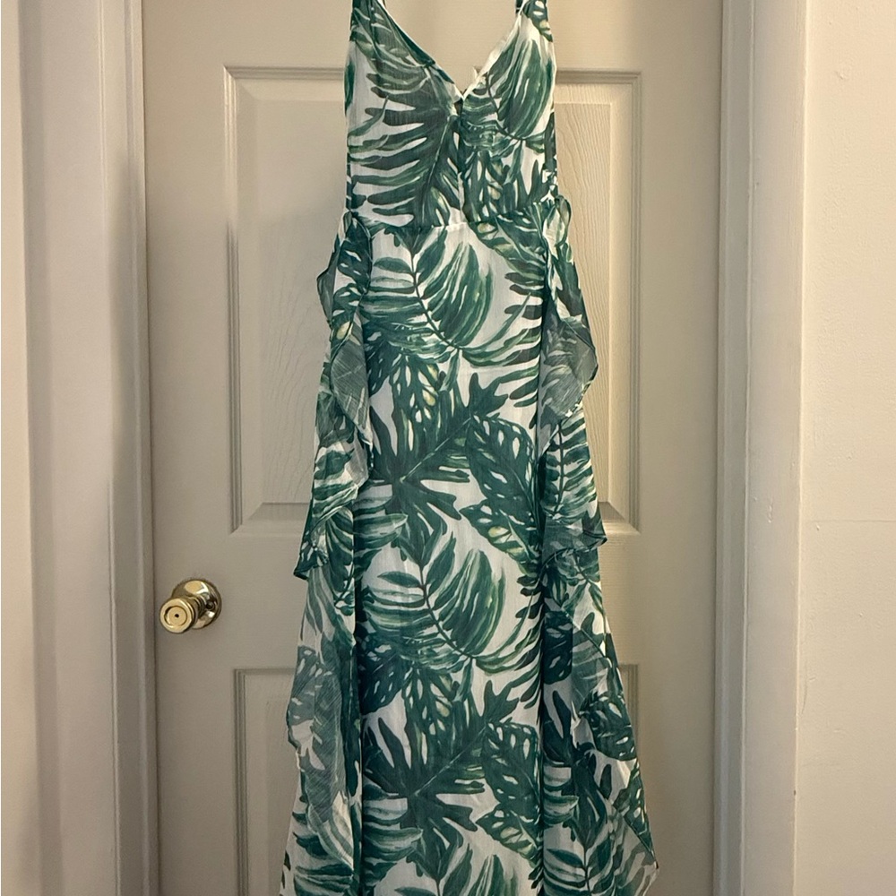 Fashion Nova Green Leaf High Low Dress